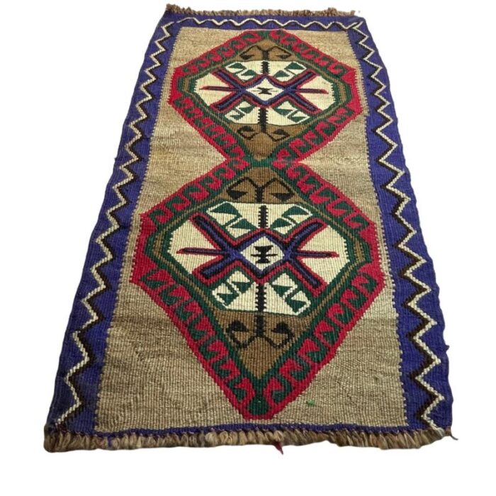 small vintage turkish traditional kilim rug 1