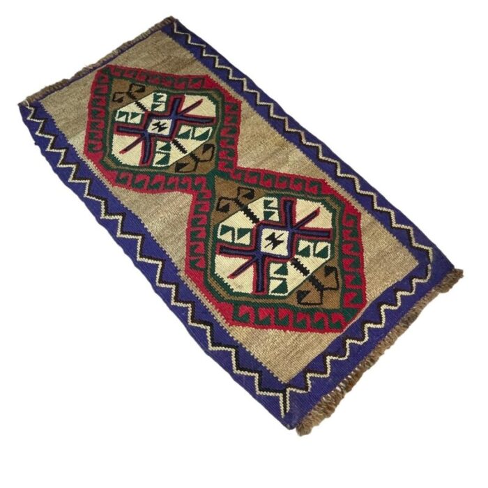 small vintage turkish traditional kilim rug 3