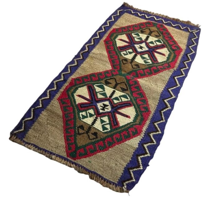 small vintage turkish traditional kilim rug 5