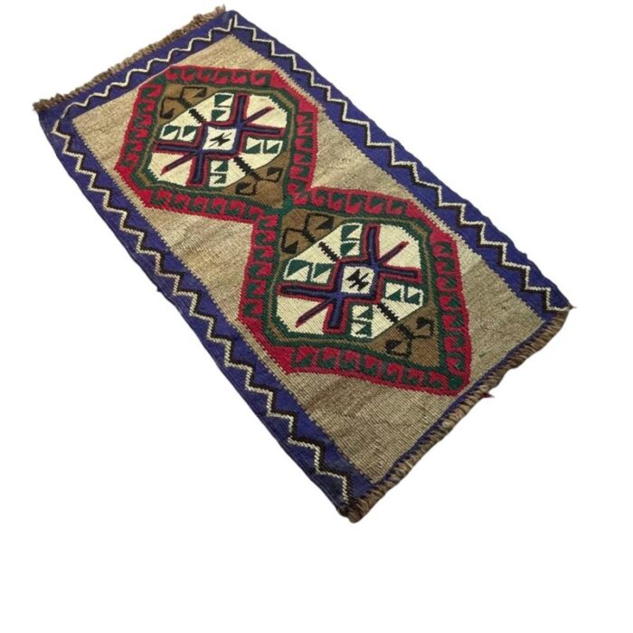 small vintage turkish traditional kilim rug 7