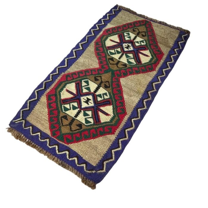 small vintage turkish traditional kilim rug 9