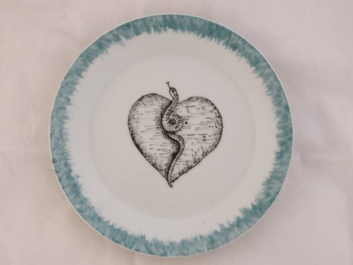 snake heart dessert plates by lithian ricci set of 2 1