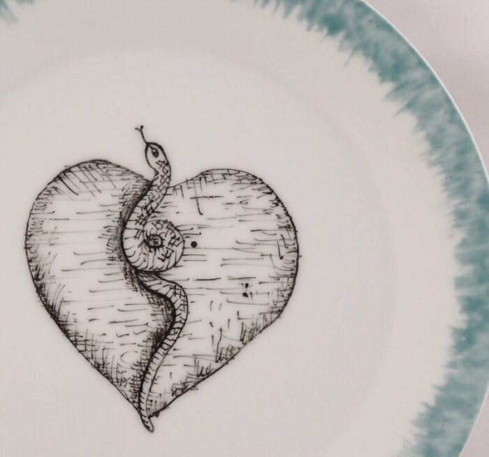 snake heart dessert plates by lithian ricci set of 2 2