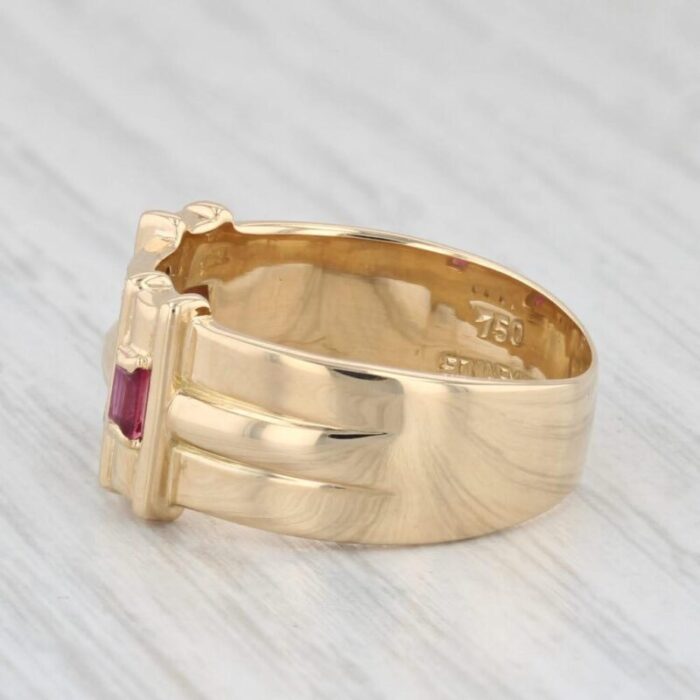 sonia rykiel 024ctw ruby diamond ring 18k yellow gold size 725 wide band 1642