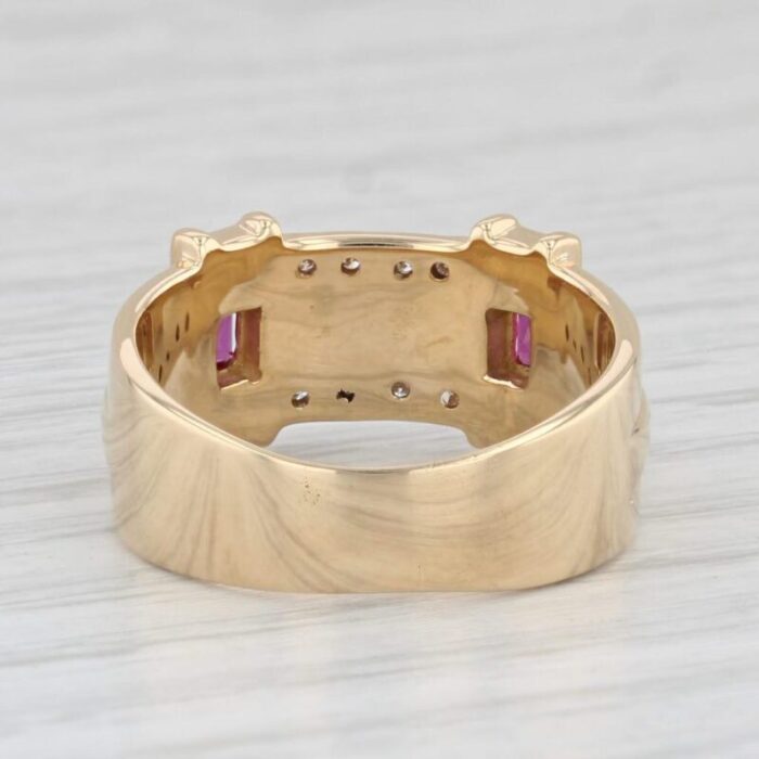 sonia rykiel 024ctw ruby diamond ring 18k yellow gold size 725 wide band 6984