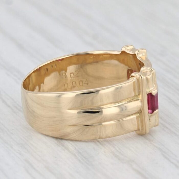 sonia rykiel 024ctw ruby diamond ring 18k yellow gold size 725 wide band 9147