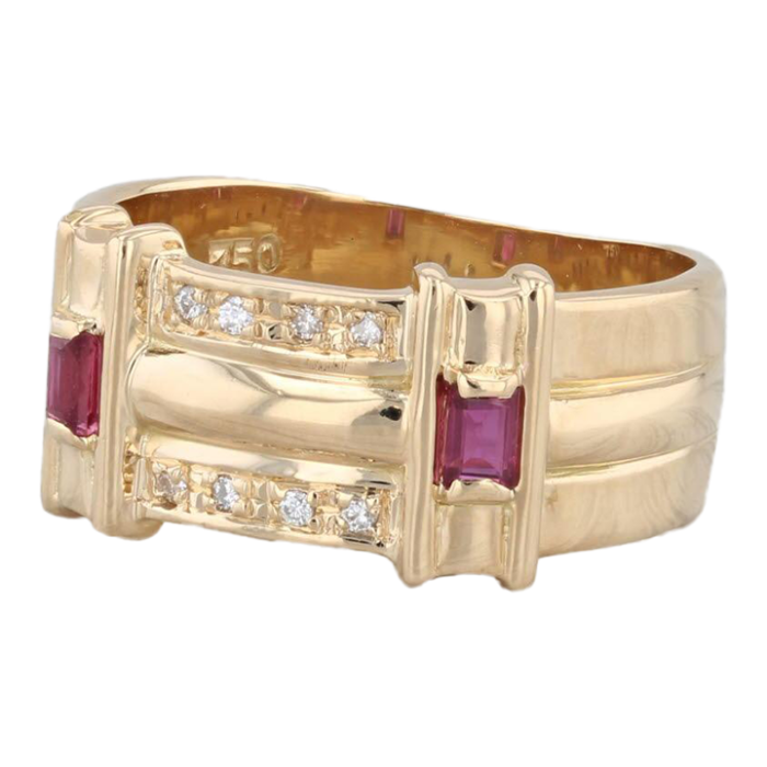 sonia rykiel 024ctw ruby diamond ring 18k yellow gold size 725 wide band 9279