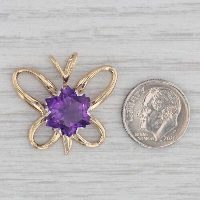 star amethyst solitaire butterfly pendant 18k yellow gold platinum 4564