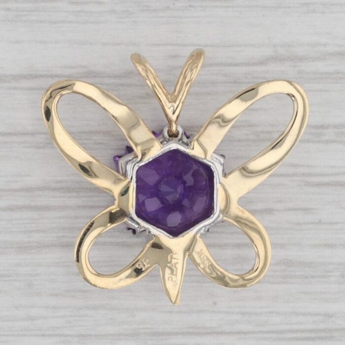 star amethyst solitaire butterfly pendant 18k yellow gold platinum 4811