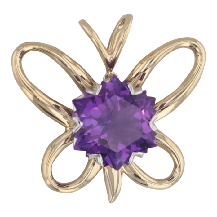 star amethyst solitaire butterfly pendant 18k yellow gold platinum 7411