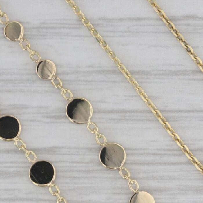 stationary discs necklace 14k yellow gold 1675 cable chain 7354