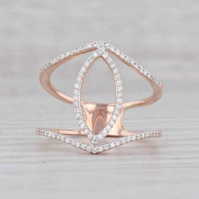 stylized diamond ring 14k rose gold size 65 open marquise 4015