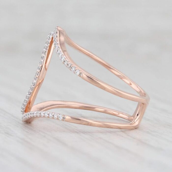 stylized diamond ring 14k rose gold size 65 open marquise 4191