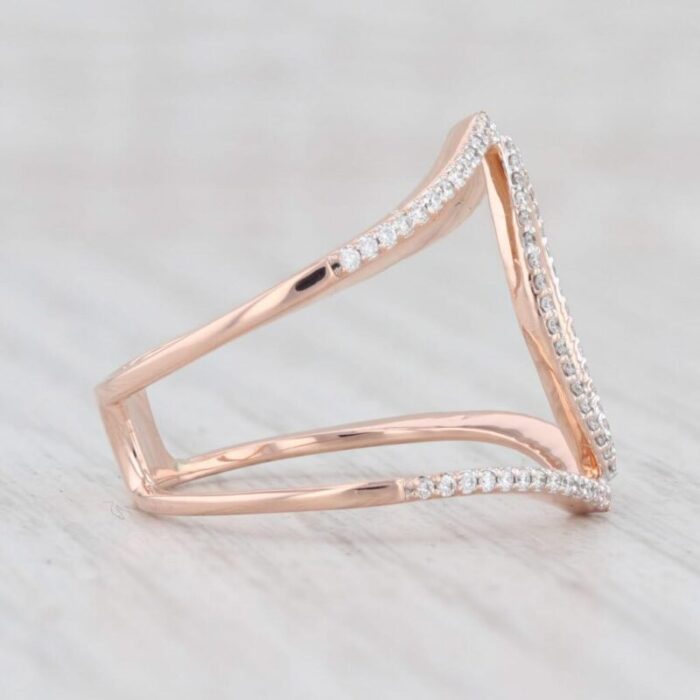 stylized diamond ring 14k rose gold size 65 open marquise 8938