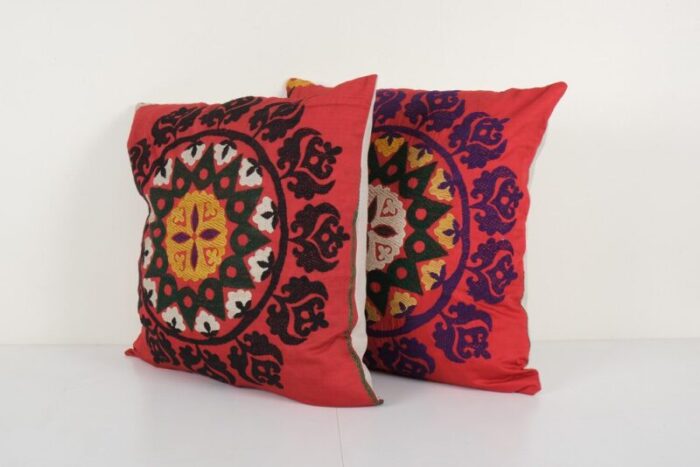 suzani red cushion covers set of 2 2