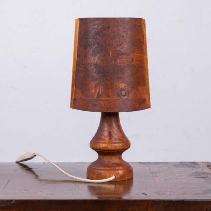 swedish burl wood table lamp 1555