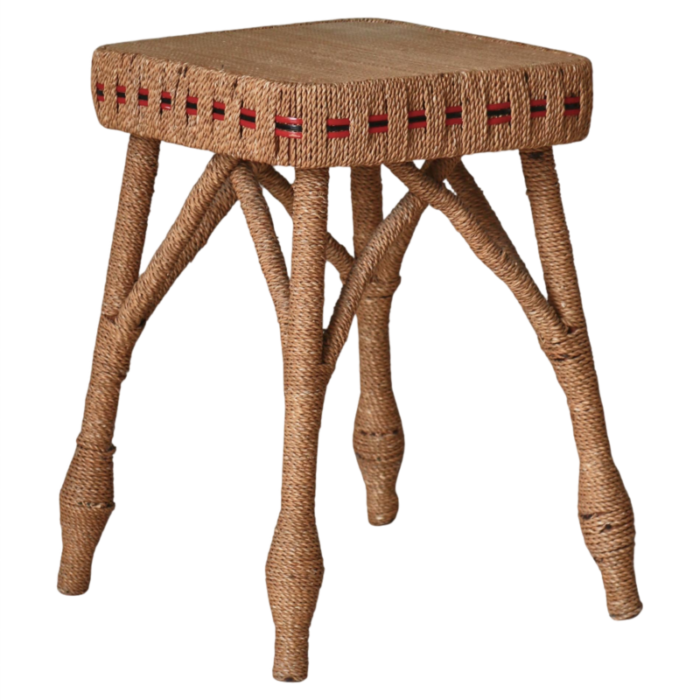 swedish hemslojd stool in braided seagrass and cane 1930s 5702