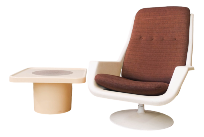 swivel armchair and side table by robin day for hille 1970s set of 2 3795