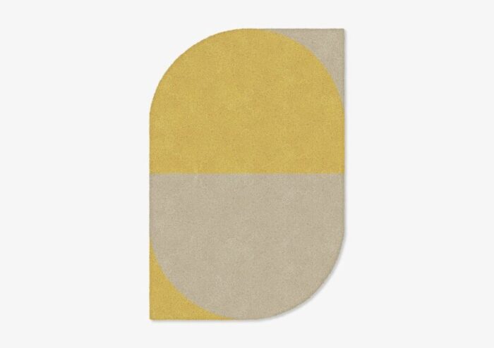 taupe mustard oval shape out rug from marqqa 1