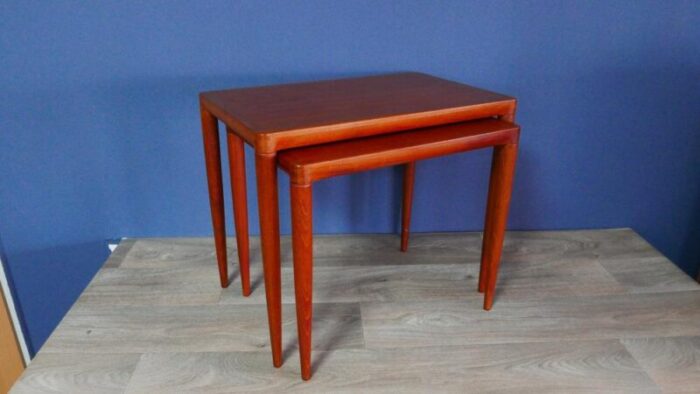 teak nesting tables by hw klein for bramin denmark 1960s set of 2 3657