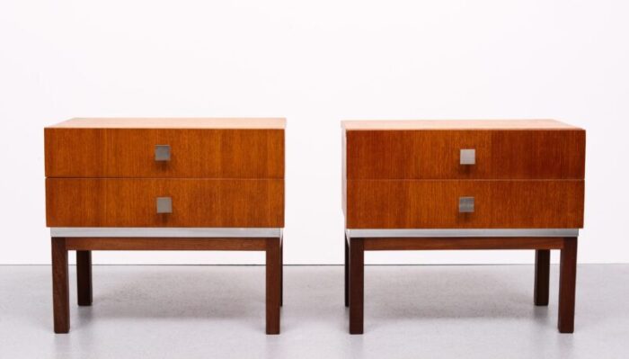 teak nightstands from meurop belgium 1964 set of 2 5056