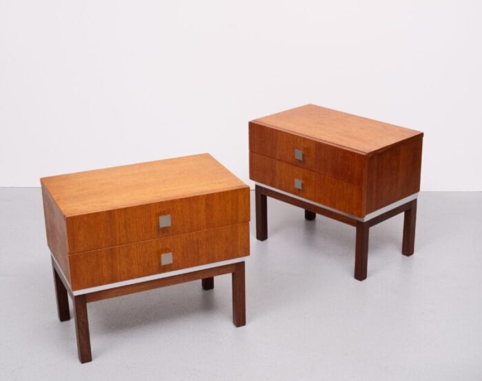 teak nightstands from meurop belgium 1964 set of 2 8456