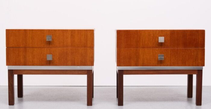 teak nightstands from meurop belgium 1964 set of 2 9313