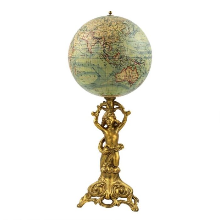 the globe on gold painted metal leg by ludwig julius heymann 1900 1