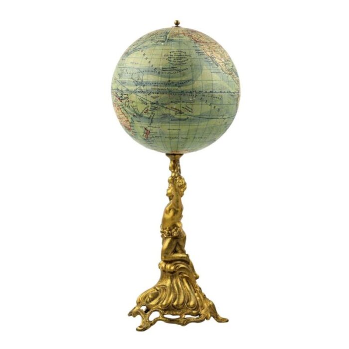 the globe on gold painted metal leg by ludwig julius heymann 1900 2