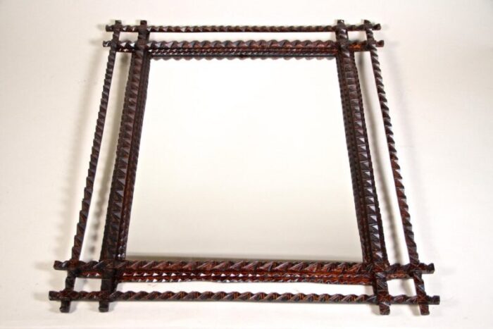 tramp art wall mirror austria 1880s 9