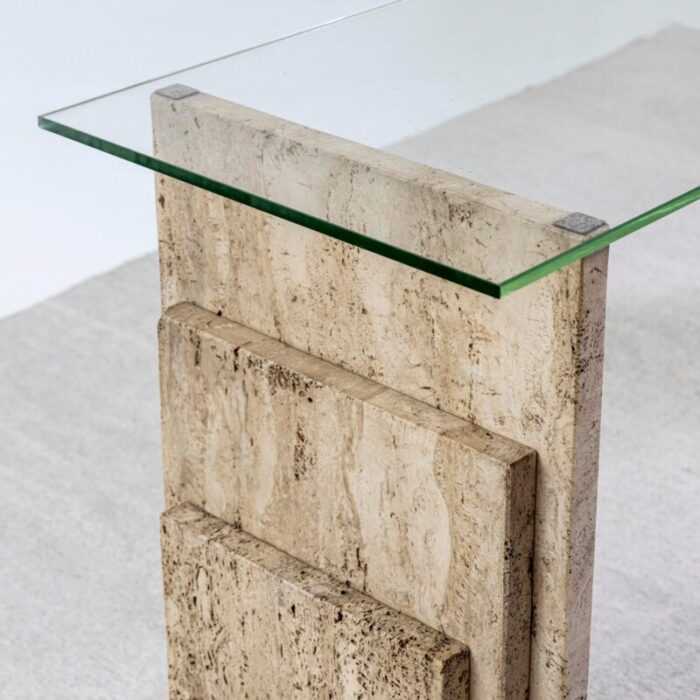 travertine console table italy 1970s 0213