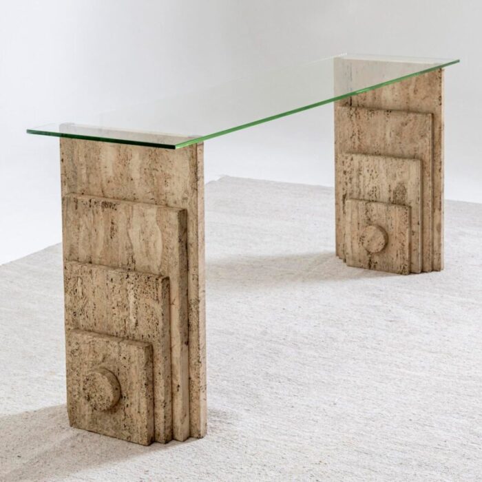 travertine console table italy 1970s 0757