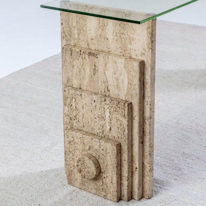 travertine console table italy 1970s 2463