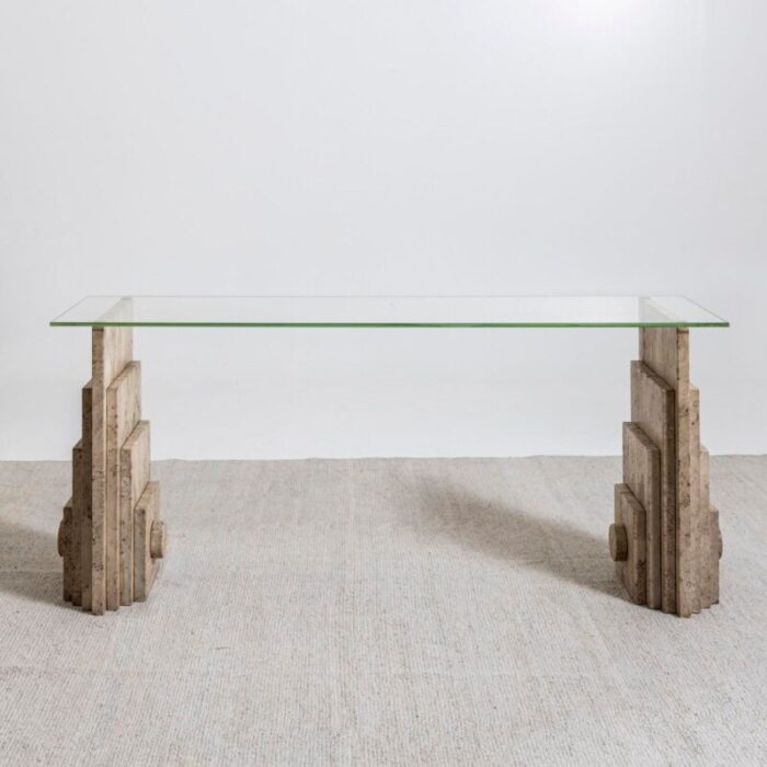 travertine console table italy 1970s 7929