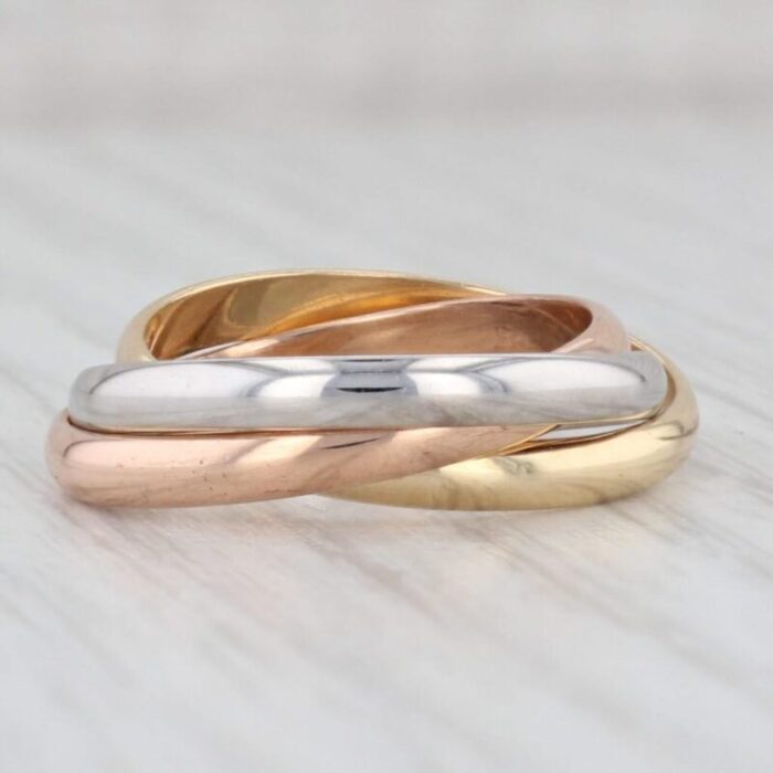 tri toned 3 band puzzle ring 18k yellow white rose gold size 75 bands 4492