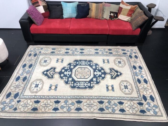 turkey beige blue oushak hand knotted area rug 7