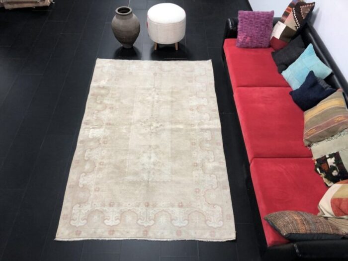 turkish nomadic pale beige distressed rug 2