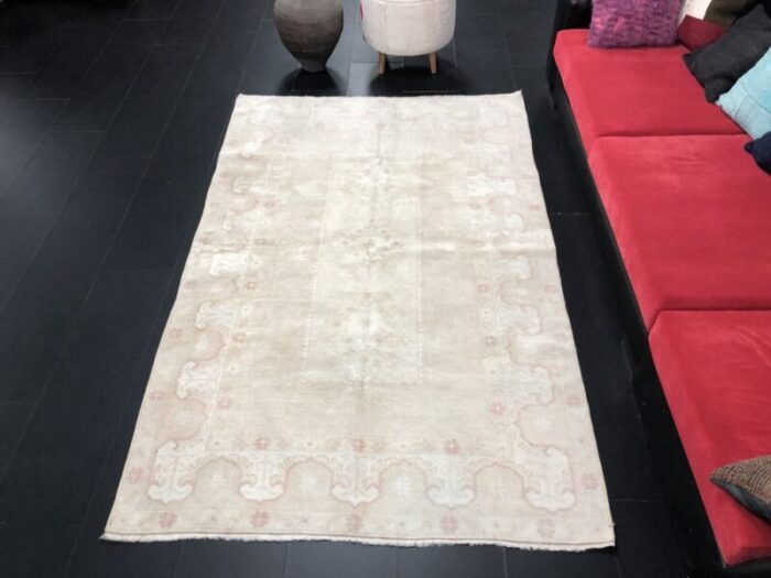 turkish nomadic pale beige distressed rug 3