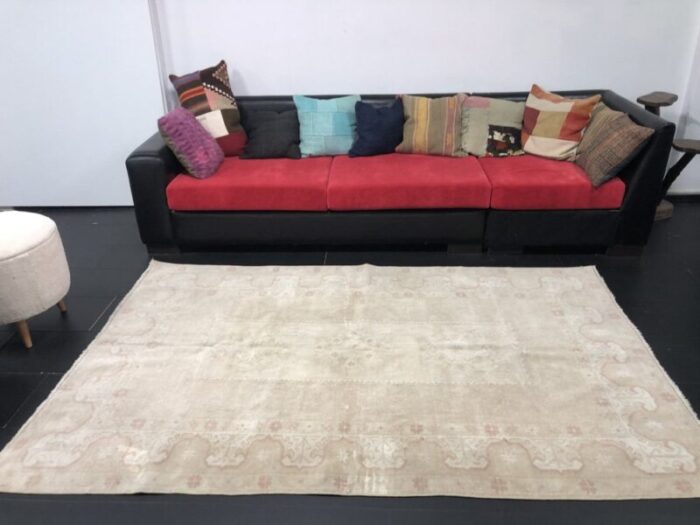 turkish nomadic pale beige distressed rug 6