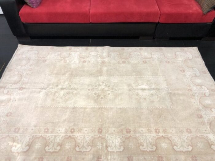 turkish nomadic pale beige distressed rug 7