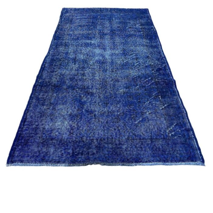 turkish overdyed blue rug in wool 1