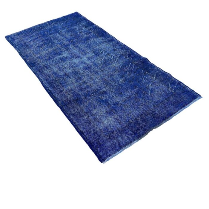 turkish overdyed blue rug in wool 2