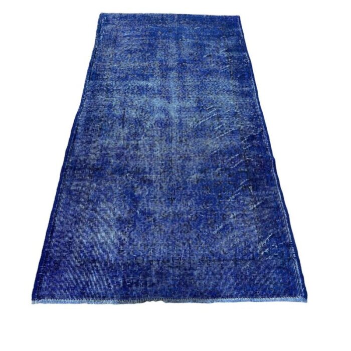 turkish overdyed blue rug in wool 3