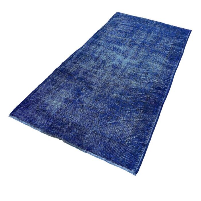 turkish overdyed blue rug in wool 4