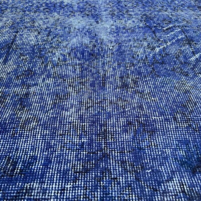 turkish overdyed blue rug in wool 5