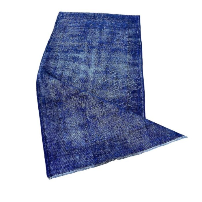 turkish overdyed blue rug in wool 8