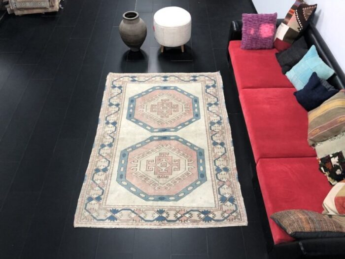 turkish pale oushak floor rug 1