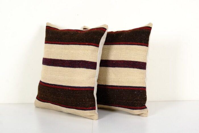 turkish striped square kilim cushion covers set of 2 2