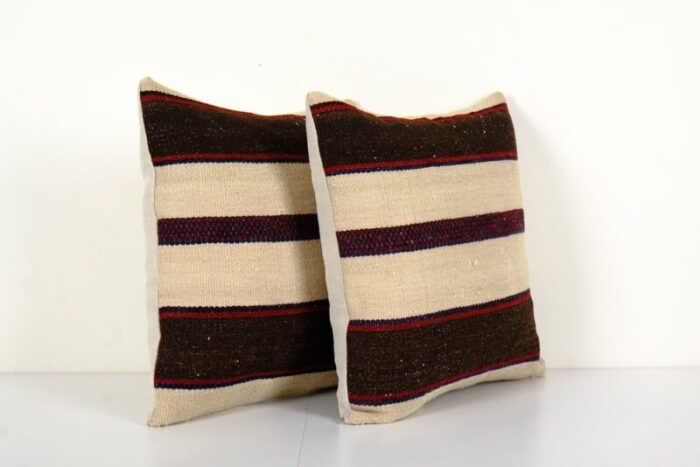 turkish striped square kilim cushion covers set of 2 3