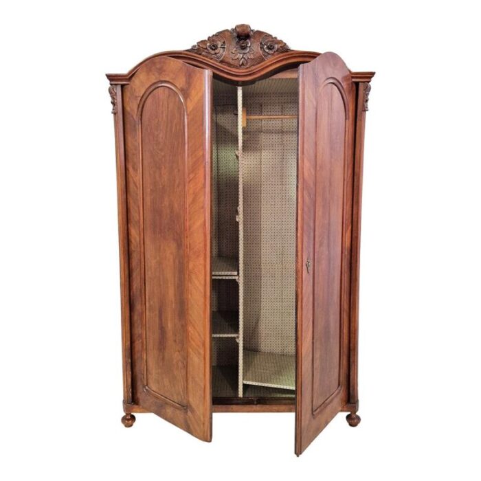 two door walnut wardrobe set of 2 4991